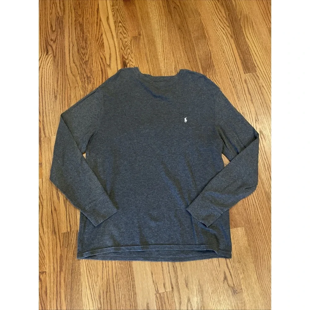 Polo Ralph Lauren Men's Waffle Knit Long Sleeve‎ Shirt Gray Size XL